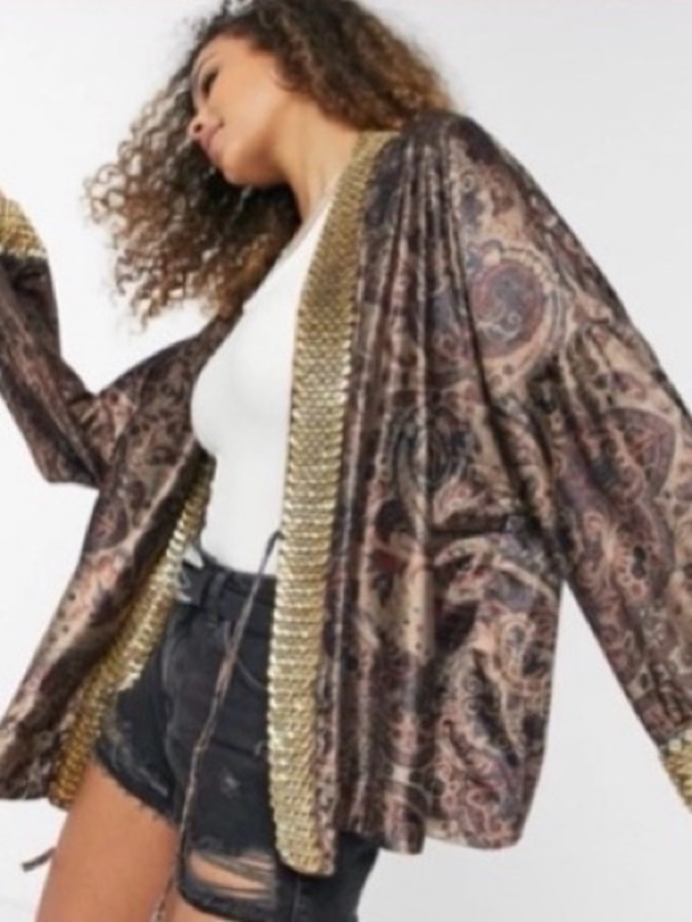 NWT Free People Layla Embellished Kimono Jacket SMALL - Picture 3 of 16